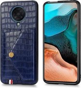 Voor Xiaomi Redmi K30 Pro Krokodilpatroon PU + TPU + PVC Breukvast gsm-hoesje met magnetische onzichtbare houder & houder & kaartsleuven (saffierblauw)