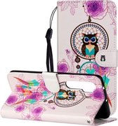 Voor Xiaomi Mi Note 10 Lite Olie Reliëf Gekleurd Tekening Patroon Horizontale Flip PU Lederen Case met Houder & Kaartsleuven & Portemonnee (Uil Windgong)