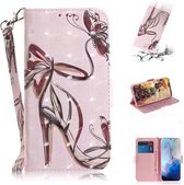 Voor Galaxy S20 3D Formule Patroon Magnetische Aantrekkelijkheid Horizontale Flip Leren Case met Lanyard, Steunhouder & Kaartsleuf & Portemonnee (Vlinder Hoge Hakken)