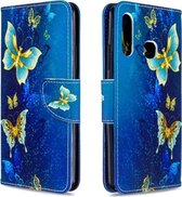 Voor Galaxy A70e Gekleurde tekening Horizontale flip lederen tas met houder & kaartsleuven & portemonnee (gouden vlinder)