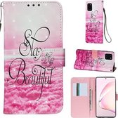 Voor Galaxy A81 3D Schilderen Horizontale Flip Leren Case met Houder & Kaartsleuf & Portemonnee & Lanyard (Roze Wolken)