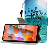 Voor Huawei Nova 5 Gekleurde Tekening Horizontale Flip Leren Case met Houder & Kaartsleuf & Portemonnee (Blue Coconut Grove)