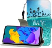 Voor Huawei Honor Play 4T Pro Gekleurde Tekening Horizontale Flip Lederen Case met Houder & Kaartsleuf & Portemonnee (Kokospalm)