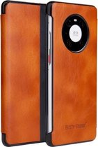 Voor Huawei Mate 40 Pro Fierre Shann Crazy Horse Textuur Horizontale Flip PU Leather Case met Smart View Window & Sleep Wake-up Functie (Bruin)