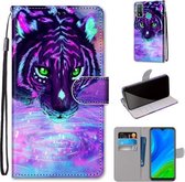 Voor Huawei P Smart (2020) Gekleurde tekening Cross Texture Horizontale Flip PU lederen hoes met houder & kaartsleuven & portemonnee & lanyard (Tiger Drinking Water)