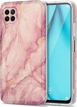 Voor Huawei P40 Lite TPU Gilt Marble Pattern beschermhoes (roze)