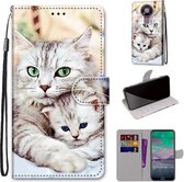Voor Nokia 3.4 Gekleurde Tekening Cross Textuur Horizontale Flip PU Lederen Case met Houder & Kaartsleuven & Portemonnee & Lanyard (Upskirt)