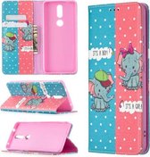 Voor Nokia 2.4 Gekleurde Tekening Patroon Onzichtbare Magnetische Horizontale Flip PU Lederen Case met Houder & Kaartsleuven & Portemonnee (Olifant)