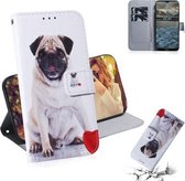 Voor Nokia 2.4 Gekleurde tekening Horizontale flip lederen tas, met houder & kaartsleuven en portemonnee (pug)