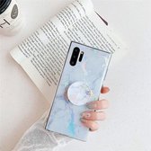 TPU glanzende laser marmer kleurrijke mobiele telefoon beschermhoes met opvouwbare beugel voor Galaxy Note10 + (wit)