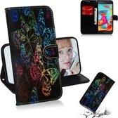Gekleurde tekening patroon Kleurrijke magnetische gesp Horizontale flip PU lederen tas met houder & kaartsleuven & portemonnee & lanyard voor Galaxy A2 Core (Butterfies)