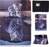 Voor Amazon Kindle Paperwhite 4/3/2/1 Spanning Geschilderd patroon Tablet PC Beschermende lederen tas met beugel & kaartsleuf & Slaap / Wake-up (kat en tijger)