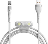 Baseus 3A USB naar 8-pins + USB-C / Type-C + Micro USB Zink Magnetische snellaadsynchronisatiegegevenskabel, lengte: 1m (wit)