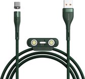 Baseus 3A USB naar 8-pins + USB-C / Type-C + Micro USB Zink Magnetische snellaadsynchronisatiegegevenskabel, lengte: 1m (donkergroen)