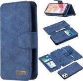 Afneembare Frosted Magnetische Horizontale Flip Leren Case met Kaartsleuven & Houder & Rits Portemonnee & Fotolijst Voor iPhone 11 Pro (Blauw)