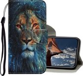 Gekleurde tekening patroon horizontaal Flip PU lederen tas met houder & kaartsleuven & portemonnee & lanyard voor iPhone XS Max (leeuw)