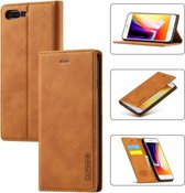 LC.IMEEKE Sterk magnetisme Ultradunne horizontale flip schokbestendige matte TPU + PU lederen tas met houder & kaartsleuven en portemonnee voor iPhone 8 Plus / 7 Plus (bruin)
