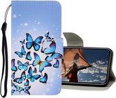 3D gekleurde tekening horizontale flip PU lederen tas met houder & kaartsleuven & portemonnee voor iPhone 12/12 Pro (meerdere vlinders)