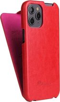 Fierre Shann Retro Oil Wax Texture Verticale Flip PU lederen hoes voor iPhone 12/12 Pro (rood)