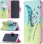 Voor iPhone 12/12 Pro Gekleurd tekeningpatroon Horizontaal leren flip-hoesje met houder & kaartsleuven en portemonnee (veer)