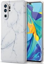 Voor Huawei P30 Pro TPU glanzend marmerpatroon IMD beschermhoes (wit)