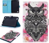 Voor Amazon Kindle Fire 7 (2015/2017/2019) Stiksels Horizontale Flip Leren Case met Houder & Kaartsleuven & Slaap / Wekfunctie (Uil)