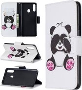 Voor Galaxy A20s Patroon Gekleurde Tekening Horizontale Leren Flip Case met Houder & Kaartsleuven & Portemonnee (Grote Panda)