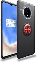 Voor OnePlus 7T lenuo schokbestendige TPU beschermhoes met onzichtbare houder (zwart rood)