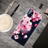 Voor OnePlus Nord N10 5G Gekleurde tekening Clear TPU beschermhoesjes (kersenbloesems)