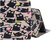 Gekleurde tekening patroon horizontaal Flip PU lederen tas met houder & kaartsleuven & portemonnee & slaap- / wekfunctie (kleine kat)