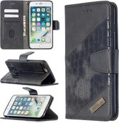 Voor iPhone 8 Plus bijpassende kleur Krokodiltextuur Horizontale flip PU lederen tas met portemonnee & houder & kaartsleuven (zwart)