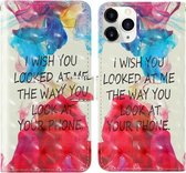 Voor iPhone 12 mini 3D-schilderij Gekleurd tekeningpatroon Horizontaal Flip TPU + PU-lederen hoes met houder & kaartsleuven & portemonnee & lanyard (Engels alfabet)