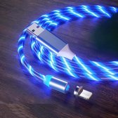 USB naar 8-pins magnetische zuigkracht Kleurrijke Streamer Oplaadkabel voor mobiele telefoon, lengte: 2 m (blauw licht)