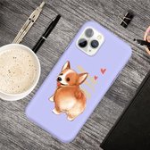 Voor iPhone 11 Pro Max Cartoon Animal Pattern Shockproof TPU beschermhoes (Purple Corgi)