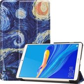 Gekleurde patroontekening horizontale flip PU lederen hoes voor Huawei MediaPad M6 8.4 2019, met drie-vouwbare houder en slaap- / wekfunctie (sterrenhemel)