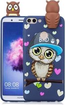Voor Huawei Enjoy 7s schokbestendig Cartoon TPU beschermhoes (blauwe uil)
