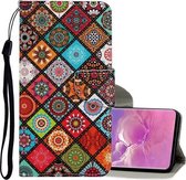 Voor Samsung Galaxy S10 + Gekleurde Tekening Patroon Horizontale Flip Leren Case met Houder & Kaartsleuven & Portemonnee & Lanyard (Etnische Stijl)