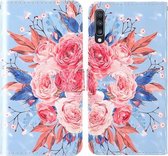 Voor Samsung Galaxy A70 & A70s 3D-schilderij Gekleurd tekeningpatroon Horizontaal Flip TPU + PU-lederen hoes met houder & kaartsleuven & portemonnee & lanyard (gekleurde bloemen)
