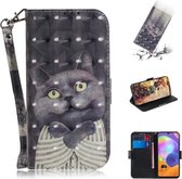 Voor Galaxy A31 3D Gekleurde Tekening Horizontale Flip Leren Case met Houder & Kaartsleuf & Portemonnee & Lanyard (Embrace The Cat)