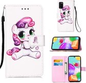 Voor Galaxy A41 Schilderen Horizontale Flip Leren Case met Houder & Kaartsleuf & Portemonnee & Lanyard (Speelse Pony)