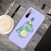 Voor Galaxy A21 Cartoon Animal Pattern Shockproof TPU beschermhoes (Purple Crocodile Bird)