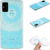 Voor Samsung Galaxy M31 gekleurd tekeningpatroon transparant TPU beschermhoes (blauwe bloem)