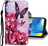 Voor Samsung Galaxy M11 Gekleurde Tekening Patroon Horizontale Flip Leren Case met Houder & Kaartsleuven & Portemonnee (Paarse Vlinder)