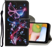 Voor Samsung Galaxy A01 Gekleurde Tekening Patroon Horizontale Flip Leren Case met Houder & Kaartsleuven & Portemonnee (Kleur Vlinder)