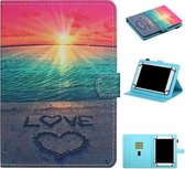 Voor 7 inch universele tablet-pc gekleurde tekening patroon horizontale flip lederen tas met houder & kaartsleuven (zonsopgang)
