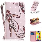 Voor Galaxy M31 3D Gekleurde Tekening Horizontale Flip Leren Case met Houder & Kaartsleuf & Portemonnee & Lanyard (Vlinder Hoge Hakken)