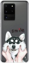 Voor Samsung Galaxy S20 Ultra gekleurd tekeningpatroon zeer transparant TPU beschermhoes (Pinch Dog)