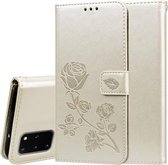 Voor Galaxy S20 Plus Rose reliëf horizontale flip PU lederen tas met houder & kaartsleuven & portemonnee (goud)