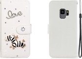 Voor Galaxy S9 Horizontale Flip Effen Kleur Strass Leren Case met Kaartsleuf & Portemonnee & Houder (Trojaans)