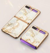 Voor Galaxy Z Flip GKK Glass + PC Opvouwbaar Painted Pattern Case (Goud + Geel)